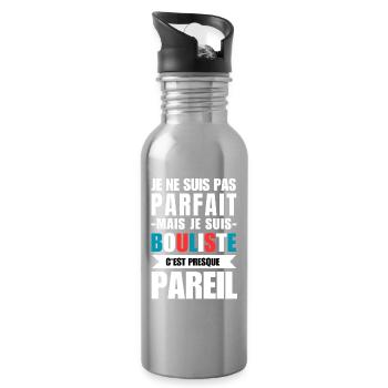 Ich bin nicht perfekt, aber ich bin ein Bowler. - Trinkflasche mit integriertem Trinkhalm - Lightsilver - Rechts