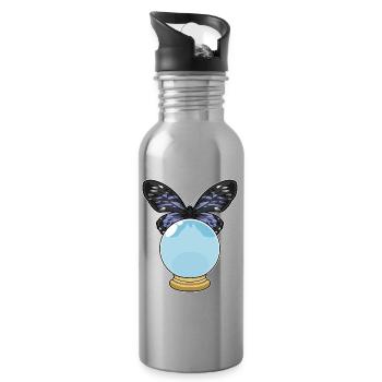 Schmetterling Kristallkugel - Trinkflasche mit integriertem Trinkhalm - Lightsilver - Rechts