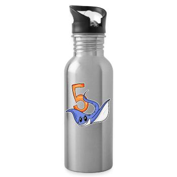 5th Birthday Motif Stingray - 5 years - Water bottle with straw - silver - Right