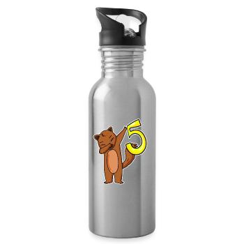 5ème anniversaire Motif Marten - 5 ans - Gourde avec paille intégrée - argent clair - Droite