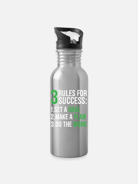 3 rules for success - Trinkflasche mit integriertem Trinkhalm - Lightsilver