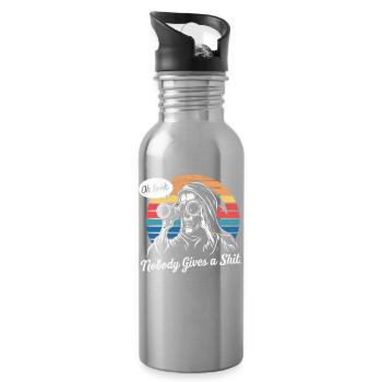 Oh schau mal, niemand kümmert sich um Sensenmann Humor Design - Trinkflasche mit integriertem Trinkhalm - Lightsilver - Rechts
