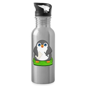 Penguin Student Paper School - Water bottle with straw - silver - Right