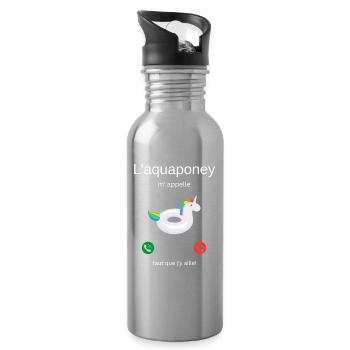 Das Aquapony ruft mich, ich muss gehen! - Trinkflasche mit integriertem Trinkhalm - Lightsilver - Rechts