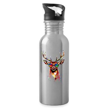 Hirsch Geweih Jagd Reh Rentier Rothirsch Jäger - Trinkflasche mit integriertem Trinkhalm - Lightsilver - Rechts