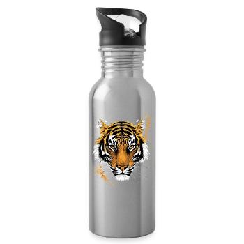 Tigre Grand Chat Wilderness Tigre Chats Tigre Mignon - Gourde avec paille intégrée - argent clair - Droite