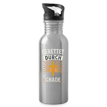 Gerettet durch Gnade - Trinkflasche mit integriertem Trinkhalm - Lightsilver - Rechts