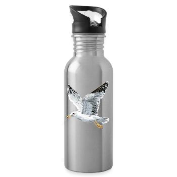 Mouette, Plage, Mer, Mer du Nord, Mer Baltique, Goéland argenté, Mouettes - Gourde avec paille intégrée - argent clair - Droite
