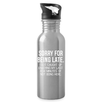 sorry for being late - Water bottle with straw - silver - Right