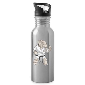 Elefant Karate Kampfsport - Trinkflasche mit integriertem Trinkhalm - Lightsilver - Rechts