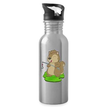 Pêche à la canne à pêche Squirrel Angler - Gourde avec paille intégrée - argent clair - Droite