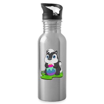 Stinktier Ostern Osterei - Trinkflasche mit integriertem Trinkhalm - Lightsilver - Rechts