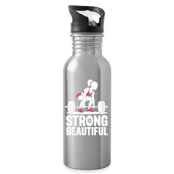 Bodybuilder Gym Girl Barre Puissance Beauté - Gourde avec paille intégrée - argent clair - Droite