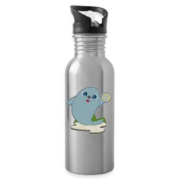 Seal Volleyball Player Volleyball - Water bottle with straw - silver - Right
