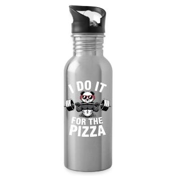 Je le fais pour le bodybuilder Pizza Barbell - Gourde avec paille intégrée - argent clair - Droite