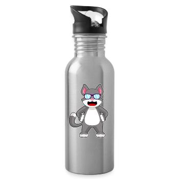Lunettes de soleil chat - Gourde avec paille intégrée - argent clair - Droite