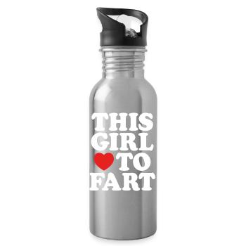 I Love To Fart Funny Joke farting Sayings - Water bottle with straw - silver - Right