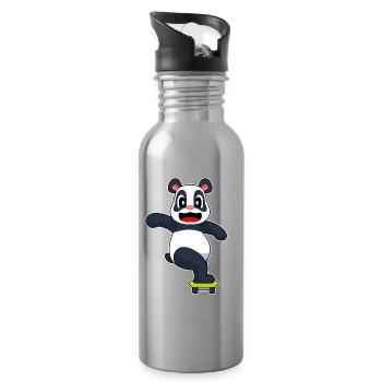 Panda Skater Skateboard - Trinkflasche mit integriertem Trinkhalm - Lightsilver - Rechts