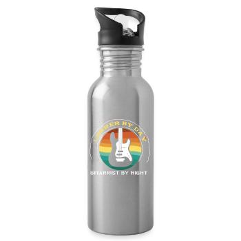 Lehrer by day Gitarrist by night - Trinkflasche mit integriertem Trinkhalm - Lightsilver - Rechts