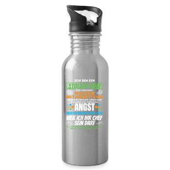 stolzer Chef von verdammt naiven Mitarbeitern - Trinkflasche mit integriertem Trinkhalm - Lightsilver - Rechts