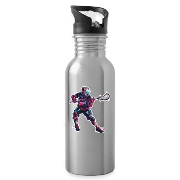 Lacrosse Player Graphics - Water bottle with straw - silver - Right