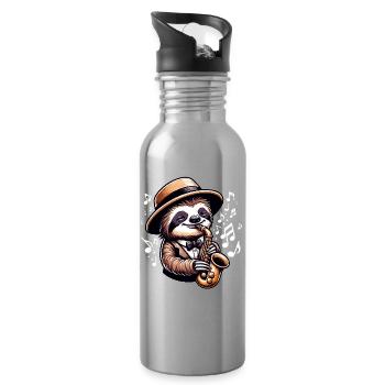 Sloth Saxophone Music Outfit for Jazz and Jazz - Water bottle with straw - silver - Right