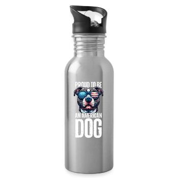 Pitbull Mom Patriotic Lustiges 4th of July - Trinkflasche mit integriertem Trinkhalm - Lightsilver - Rechts