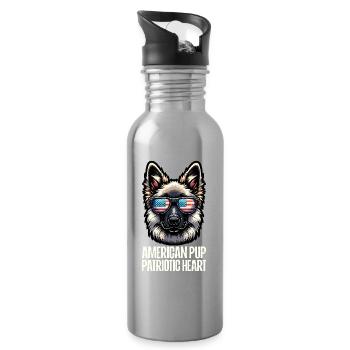 Schäferhund Patriotic Lustiges 4th of July - Trinkflasche mit integriertem Trinkhalm - Lightsilver - Rechts