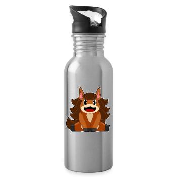 Lustiges Pferd - Trinkflasche mit integriertem Trinkhalm - Lightsilver - Rechts