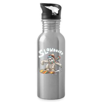 Faultier Snowboard Pun Slowboard Humor Wintersport - Trinkflasche mit integriertem Trinkhalm - Lightsilver - Rechts