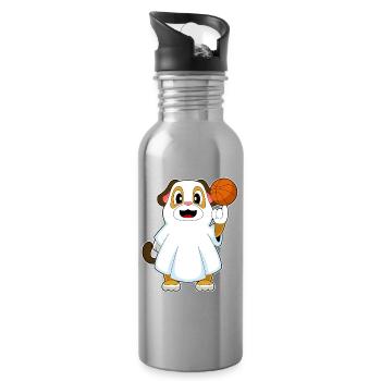 Dog Halloween Basketball - Water bottle with straw - silver - Right