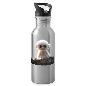 Gibbon Affe Weißhandgibbon Monkey Süße Lar Gibbons - Trinkflasche mit integriertem Trinkhalm - Lightsilver - Rechts