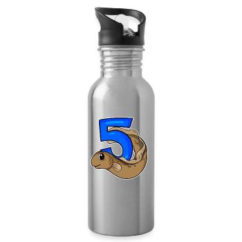 5. Geburtstag Motiv Fische - 5 jahre - Trinkflasche mit integriertem Trinkhalm - Lightsilver - Rechts