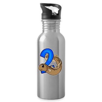2 Birthday Motif Fish - Two Years Old - Water bottle with straw - silver - Right