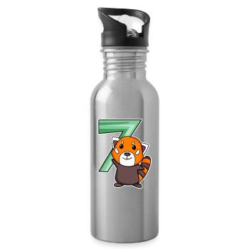 7. Geburtstag Motiv Westlicher Kleiner Panda - Trinkflasche mit integriertem Trinkhalm - Lightsilver - Rechts