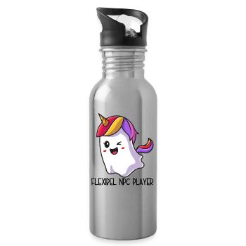 Flexible NPC Player – Bunter Einhorn Geist - Trinkflasche mit integriertem Trinkhalm - Lightsilver - Rechts