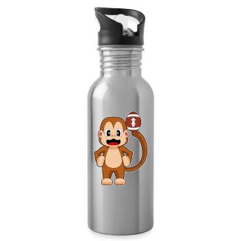 Monkey American Football Sports - Water bottle with straw - silver - Right