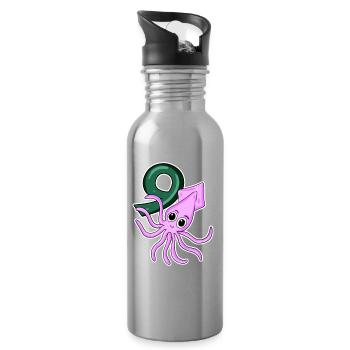 9. Geburtstag Motiv Kalmare - 9 Jahre - Trinkflasche mit integriertem Trinkhalm - Lightsilver - Rechts