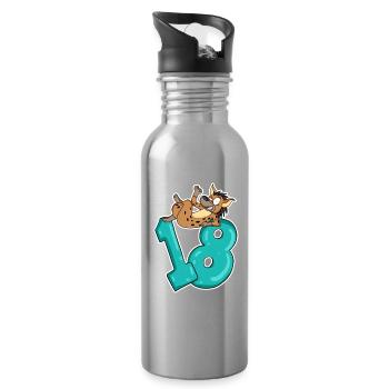 18 Jahre alt - volljährig - Trinkflasche mit integriertem Trinkhalm - Lightsilver - Rechts