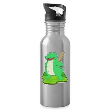 Krokodil Cricket Cricketschläger - Trinkflasche mit integriertem Trinkhalm - Lightsilver - Rechts