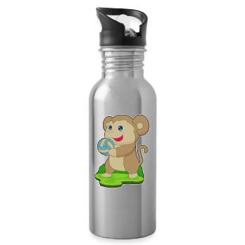 Monkey Volleyball Player Volleyball - Water bottle with straw - silver - Right