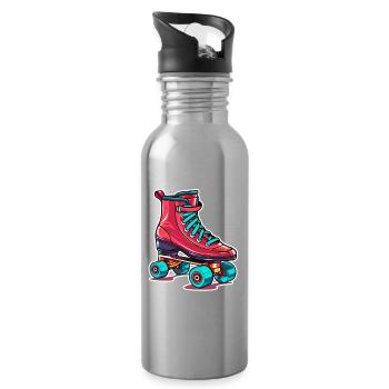 Rollerskates Grafik - Trinkflasche mit integriertem Trinkhalm - Lightsilver - Rechts