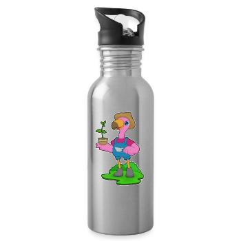 Flamingo Farmer Seedling Farm - Water bottle with straw - silver - Right