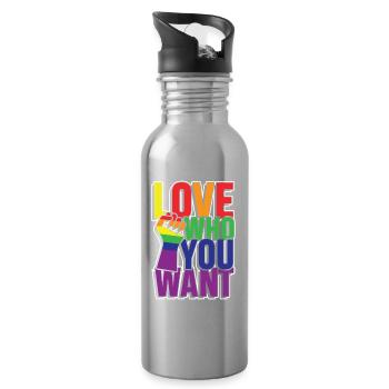 Love who you want - Trinkflasche mit integriertem Trinkhalm - Lightsilver - Rechts