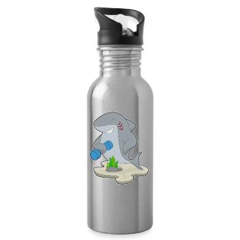 Hai Bodybuilder Hantel Bodybuilding - Trinkflasche mit integriertem Trinkhalm - Lightsilver - Rechts