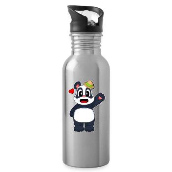 Panda Hut - Trinkflasche mit integriertem Trinkhalm - Lightsilver - Rechts