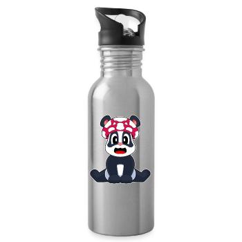 Panda Pilz - Trinkflasche mit integriertem Trinkhalm - Lightsilver - Rechts