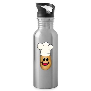 Cuisinier Patate Pommes de terre Légumes Cuisiniers Cuisinier - Gourde avec paille intégrée - argent clair - Droite