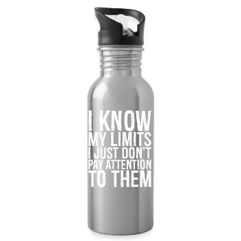 Ich kenne meine Grenzen, ich achte nur nicht auf sie - Trinkflasche mit integriertem Trinkhalm - Lightsilver - Rechts