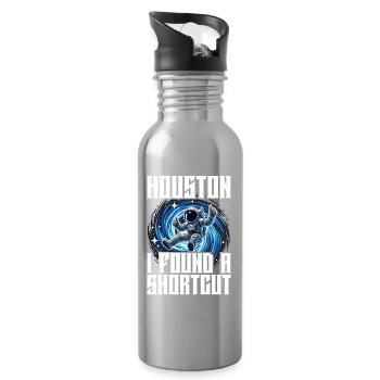 Funny Astronaut Space Portal Wormhole Saying - Water bottle with straw - silver - Right